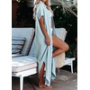 Dokotoo Womens Long Cardigans Swimsuit Cover Ups Summer Beach Dress(Light Blue)
