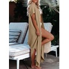 Dokotoo Womens Long Cardigans Swimsuit Cover Ups Summer Beach Dress(Light French Beige)