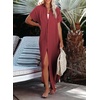 Dokotoo Womens Long Cardigans Swimsuit Cover Ups Summer Beach Dress(Red)