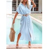 Dokotoo Womens Long Cardigans Swimsuit Cover Ups Summer Beach Dress(Sky Blue)