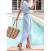 Dokotoo Womens Long Cardigans Swimsuit Cover Ups Summer Beach Dress(Sky Blue)