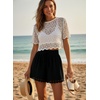 Dokotoo Womens Shorts Summer Elastic Waist Wide Leg Lace Beach Cover Ups(Black)