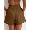 Dokotoo Womens Shorts Summer Elastic Waist Wide Leg Lace Beach Cover Ups(Brown)