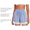 Dokotoo Womens Shorts Summer Elastic Waist Wide Leg Lace Beach Cover Ups(Dark Blue Plaid)