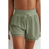Dokotoo Womens Shorts Summer Elastic Waist Wide Leg Lace Beach Cover Ups(Green)