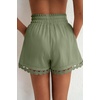 Dokotoo Womens Shorts Summer Elastic Waist Wide Leg Lace Beach Cover Ups(Green)