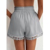 Dokotoo Womens Shorts Summer Elastic Waist Wide Leg Lace Beach Cover Ups(Grey)