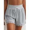 Dokotoo Womens Shorts Summer Elastic Waist Wide Leg Lace Beach Cover Ups(Grey)