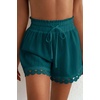 Dokotoo Womens Shorts Summer Elastic Waist Wide Leg Lace Beach Cover Ups(Lake Blue)