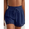 Dokotoo Womens Shorts Summer Elastic Waist Wide Leg Lace Beach Cover Ups(Navy Blue)