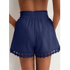 Dokotoo Womens Shorts Summer Elastic Waist Wide Leg Lace Beach Cover Ups(Navy Blue)