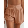 Dokotoo Womens Shorts Summer Elastic Waist Wide Leg Lace Beach Cover Ups(Orange)