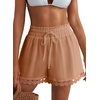 Dokotoo Womens Shorts Summer Elastic Waist Wide Leg Lace Beach Cover Ups(Orange)