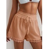Dokotoo Womens Shorts Summer Elastic Waist Wide Leg Lace Beach Cover Ups(Orange)