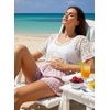 Dokotoo Womens Shorts Summer Elastic Waist Wide Leg Lace Beach Cover Ups(Pink)