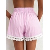 Dokotoo Womens Shorts Summer Elastic Waist Wide Leg Lace Beach Cover Ups(Pink Stripe)