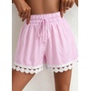 Dokotoo Womens Shorts Summer Elastic Waist Wide Leg Lace Beach Cover Ups(Pink Stripe)