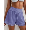 Dokotoo Womens Shorts Summer Elastic Waist Wide Leg Lace Beach Cover Ups(Purple)