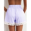 Dokotoo Womens Shorts Summer Elastic Waist Wide Leg Lace Beach Cover Ups(Purple Stripe)
