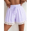 Dokotoo Womens Shorts Summer Elastic Waist Wide Leg Lace Beach Cover Ups(Purple Stripe)