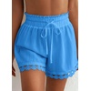 Dokotoo Womens Shorts Summer Elastic Waist Wide Leg Lace Beach Cover Ups(Sky Blue)