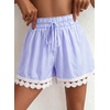 Dokotoo Womens Shorts Summer Elastic Waist Wide Leg Lace Beach Cover Ups(Sky Blue Stripe)