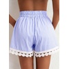 Dokotoo Womens Shorts Summer Elastic Waist Wide Leg Lace Beach Cover Ups(Sky Blue Stripe)