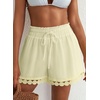 Dokotoo Womens Shorts Summer Elastic Waist Wide Leg Lace Beach Cover Ups(Yellow)