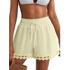 Dokotoo Womens Shorts Summer Elastic Waist Wide Leg Lace Beach Cover Ups(Yellow)
