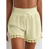 Dokotoo Womens Shorts Summer Elastic Waist Wide Leg Lace Beach Cover Ups(Yellow)