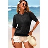 Dokotoo Womens Summer Short Sleeve Crochet Tops Hollow Out Floral Sweaters Beach Vacation Cruise Outfits(Black)