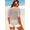 Dokotoo Womens Summer Short Sleeve Crochet Tops Hollow Out Floral Sweaters Beach Vacation Cruise Outfits(Brown)