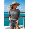 Dokotoo Womens Summer Short Sleeve Crochet Tops Hollow Out Floral Sweaters Beach Vacation Cruise Outfits(Gray)