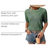 Dokotoo Womens Summer Short Sleeve Crochet Tops Hollow Out Floral Sweaters Beach Vacation Cruise Outfits(Green 2)