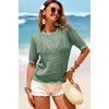 Dokotoo Womens Summer Short Sleeve Crochet Tops Hollow Out Floral Sweaters Beach Vacation Cruise Outfits(Green 2)