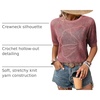 Dokotoo Womens Summer Short Sleeve Crochet Tops Hollow Out Floral Sweaters Beach Vacation Cruise Outfits(Red)