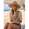 Dokotoo Womens Summer Short Sleeve Crochet Tops Hollow Out Floral Sweaters Beach Vacation Cruise Outfits(Solid Apricot)