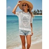 Dokotoo Womens Summer Short Sleeve Crochet Tops Hollow Out Floral Sweaters Beach Vacation Cruise Outfits(White)