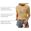 Dokotoo Womens Summer Short Sleeve Crochet Tops Hollow Out Floral Sweaters Beach Vacation Cruise Outfits(Yellow)