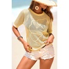 Dokotoo Womens Summer Short Sleeve Crochet Tops Hollow Out Floral Sweaters Beach Vacation Cruise Outfits(Yellow)