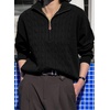 Dokotoo Women’s Sweaters 2026 Fall Winter Quarter Zip Ribbed Cable Knit(Black)