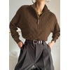 Dokotoo Women’s Sweaters 2026 Fall Winter Quarter Zip Ribbed Cable Knit(Desert Palm)