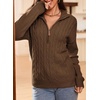 Dokotoo Women’s Sweaters 2026 Fall Winter Quarter Zip Ribbed Cable Knit(Desert Palm)