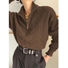 Dokotoo Women’s Sweaters 2026 Fall Winter Quarter Zip Ribbed Cable Knit(Desert Palm)