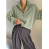 Dokotoo Women’s Sweaters 2026 Fall Winter Quarter Zip Ribbed Cable Knit(Laurel Green)