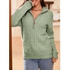 Dokotoo Women’s Sweaters 2026 Fall Winter Quarter Zip Ribbed Cable Knit(Laurel Green)