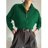 Dokotoo Women’s Sweaters 2026 Fall Winter Quarter Zip Ribbed Cable Knit(Mist Green)
