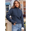 Dokotoo Women’s Sweaters 2026 Fall Winter Quarter Zip Ribbed Cable Knit(Navy Blue)