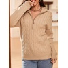 Dokotoo Women’s Sweaters 2026 Fall Winter Quarter Zip Ribbed Cable Knit(Parchment)