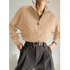 Dokotoo Women’s Sweaters 2026 Fall Winter Quarter Zip Ribbed Cable Knit(Parchment)